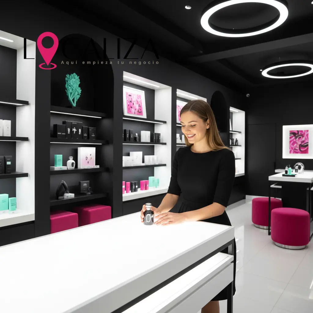 Interior moderno y profesional de una tienda en Sanlúcar de Barrameda, reflejando un fuerte branding espacial con colores corporativos y diseño que mejora la experiencia del cliente.