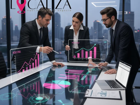 Profesionales analizando gráficos de facturación y datos de clientela para valorar un negocio en Sanlúcar de Barrameda.