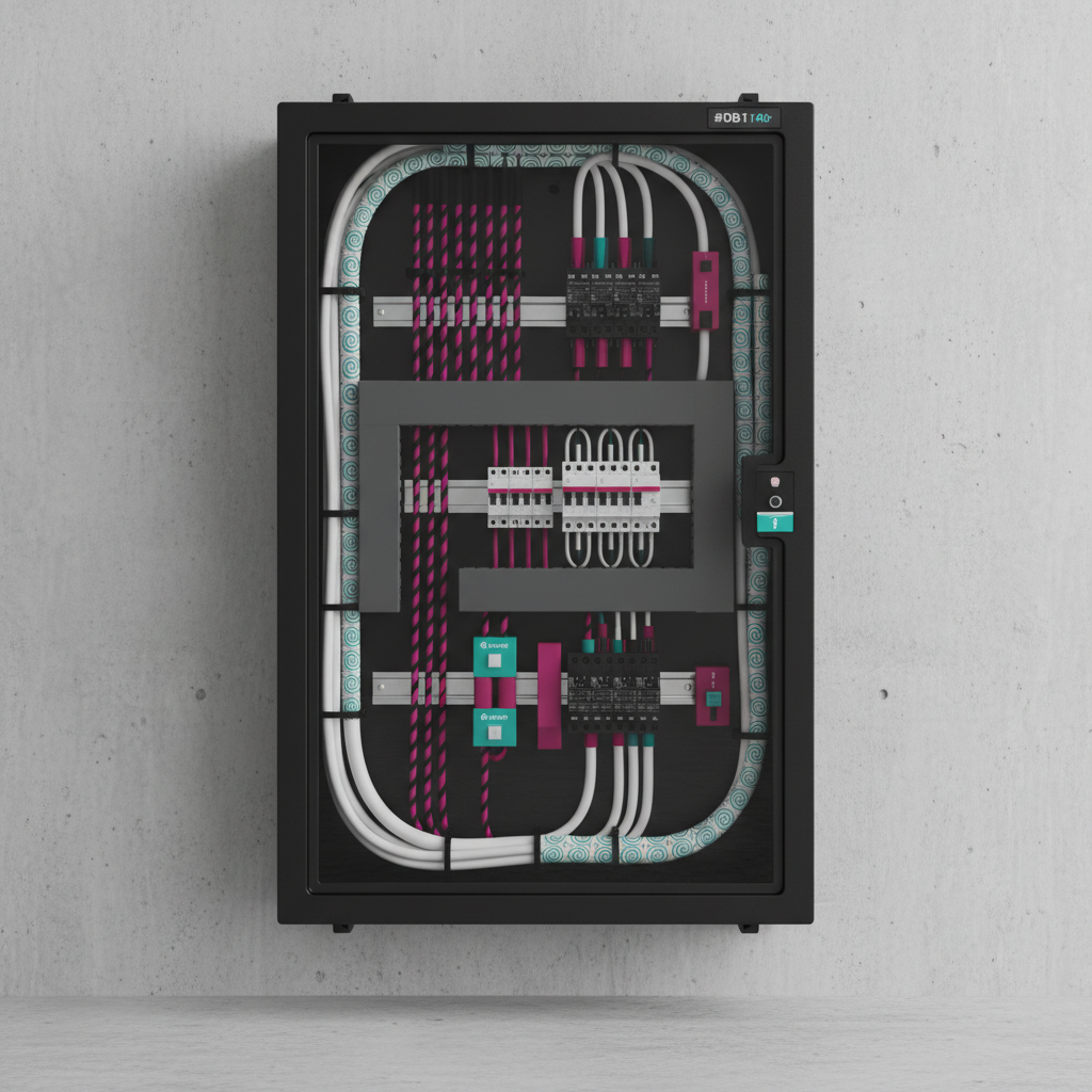 Panel eléctrico moderno y seguro en un local comercial de Sanlúcar de Barrameda, reflejando una gestión eficiente de circuitos y cargas.