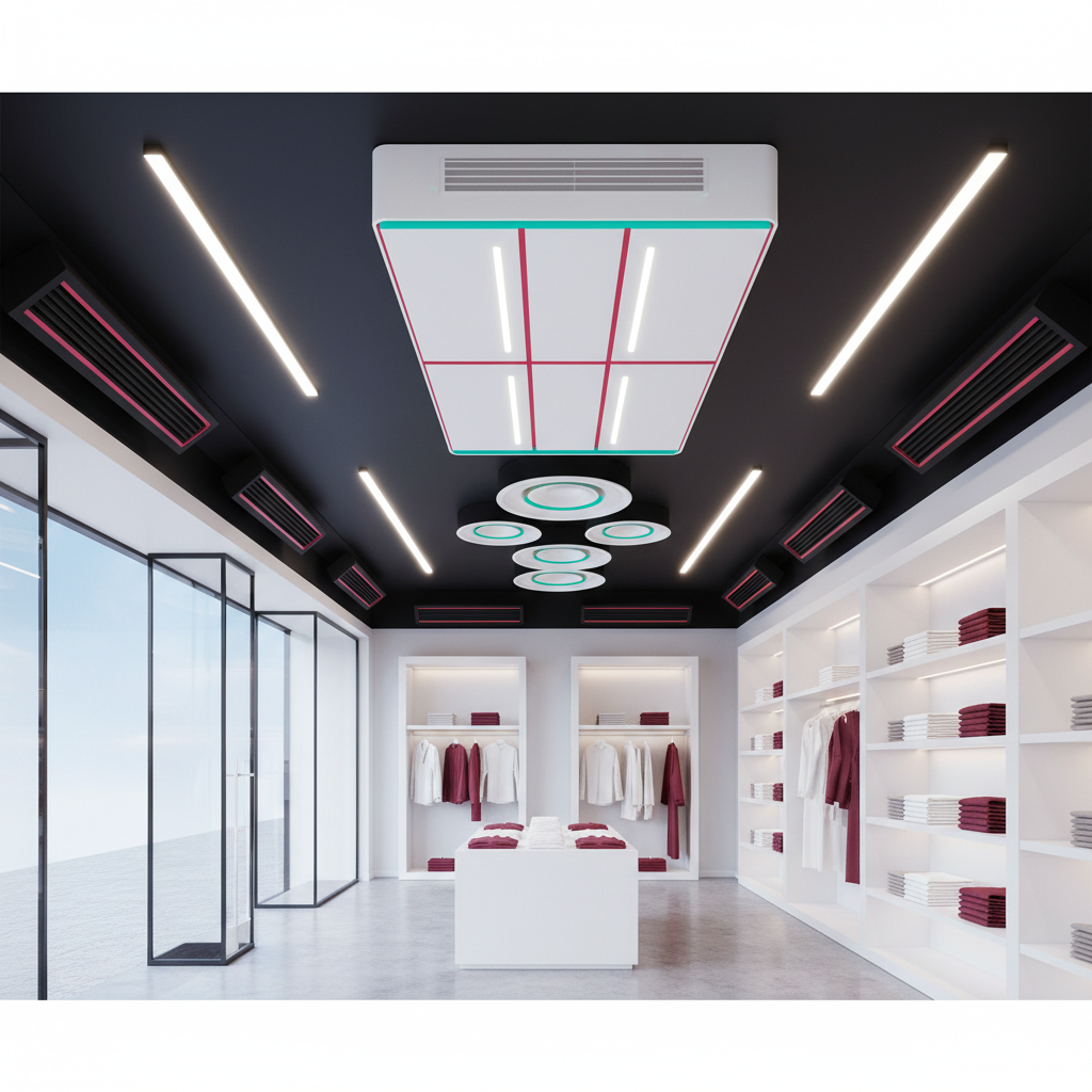 Instalación de sistema de climatización y ventilación en un local comercial moderno en Sanlúcar de Barrameda, garantizando un ambiente confortable y saludable.